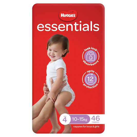Huggies Essentials Nappies Size 4 (10 - 15kg) 46 Pack