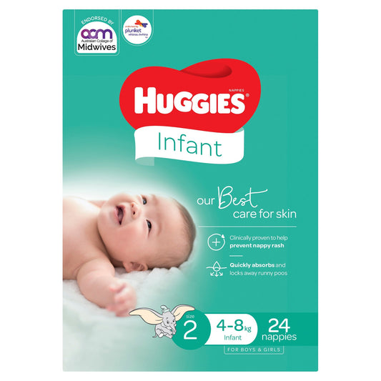 Huggies Infant Nappies Size 2 (4-8kg) 24 Pack