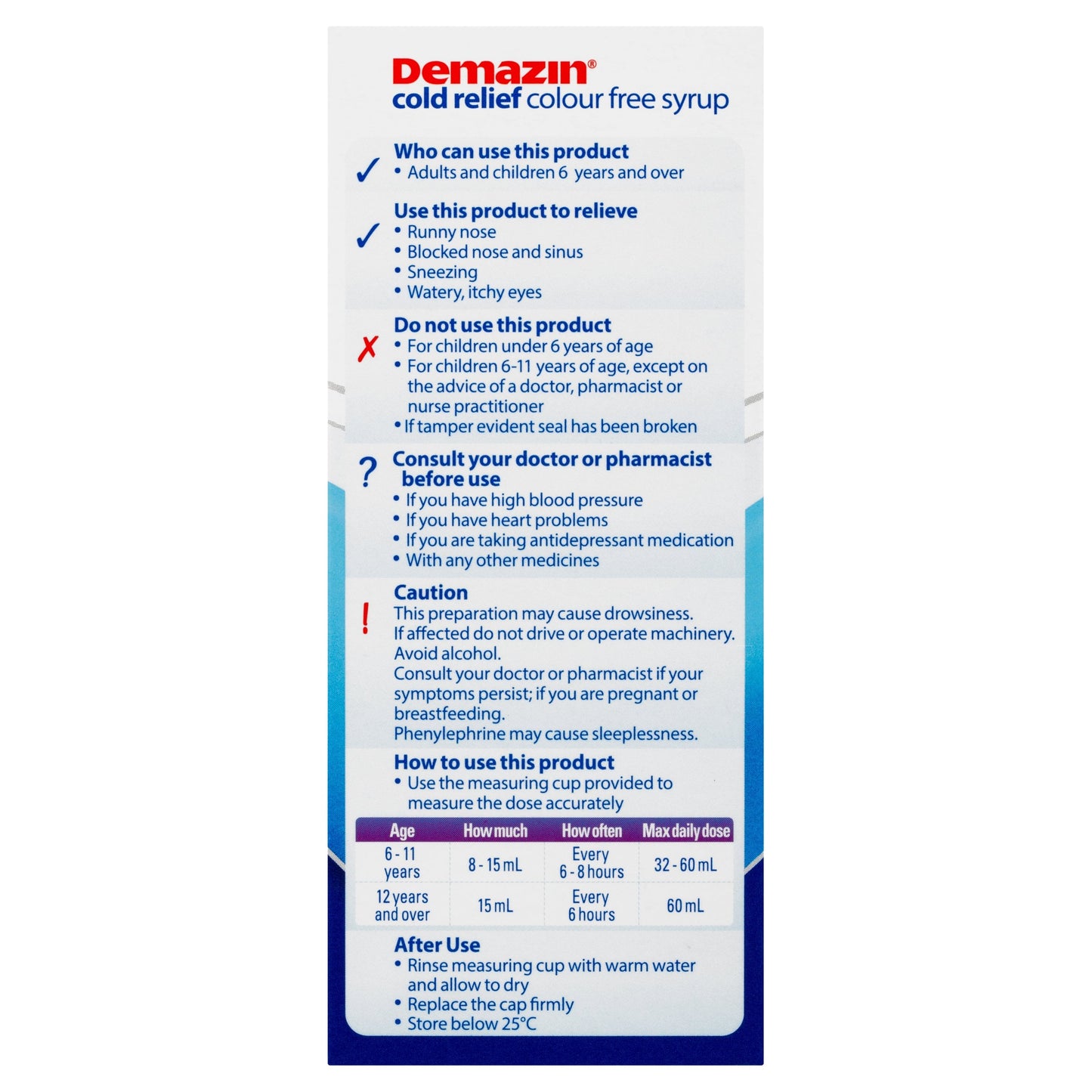 DEMAZIN KID 6+ COLD COUGH SYRUP 100ML