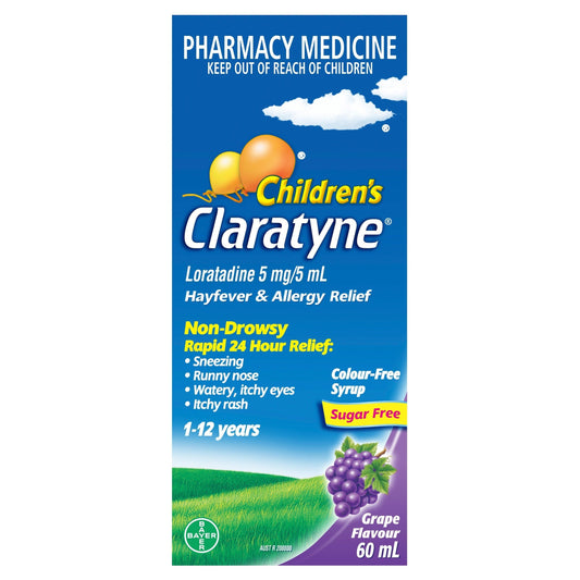 Claratyne Children's Hayfever & Allergy Relief Antihistamine Grape Flavoured Syrup 60ml
