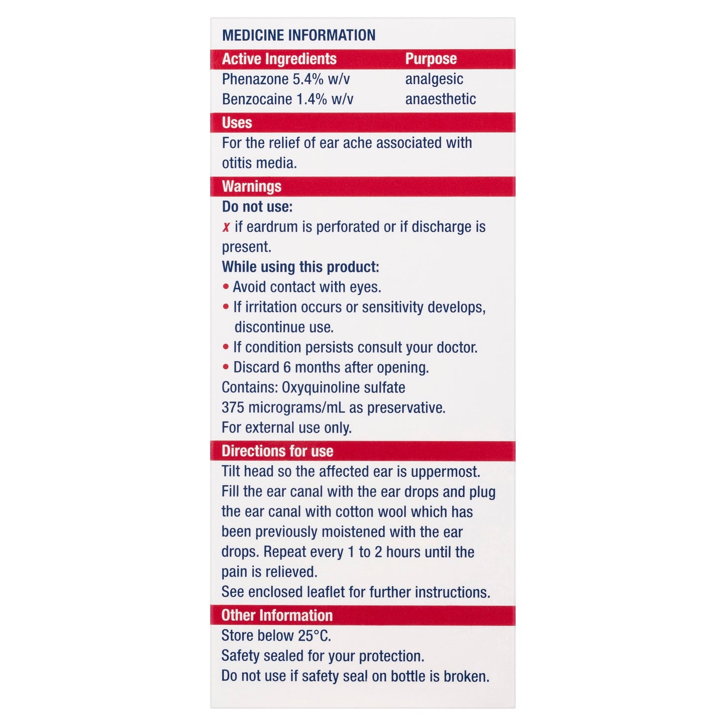 Ear Clear Ear Drops For Ear Ache Relief 15ml