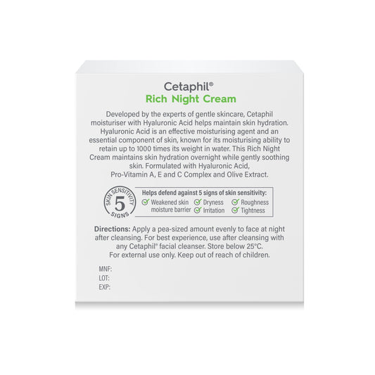 Cetaphil Face Rich Hydrating Night Cream with Hyaluronic Acid 48g