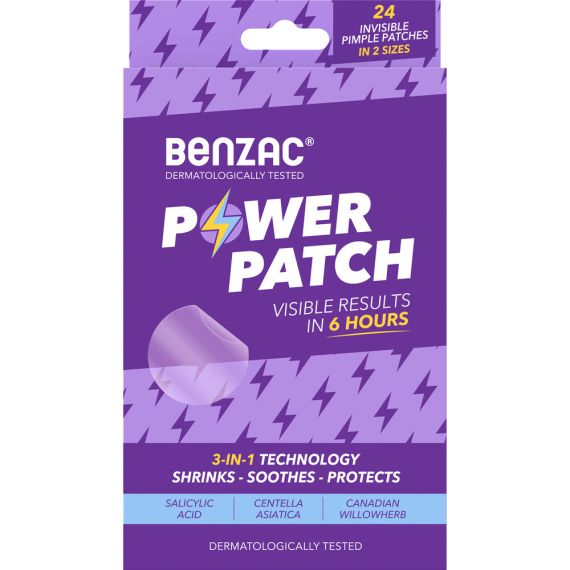 Benzac 3-in-1 Power Patch - 24 Invisible Pimple Patches for Fast Spot Treatment