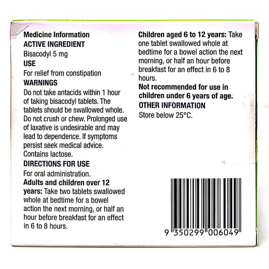 Chemists’ Own Bisacodyl Laxative 200 Tablets (Generic of DULCOLAX)