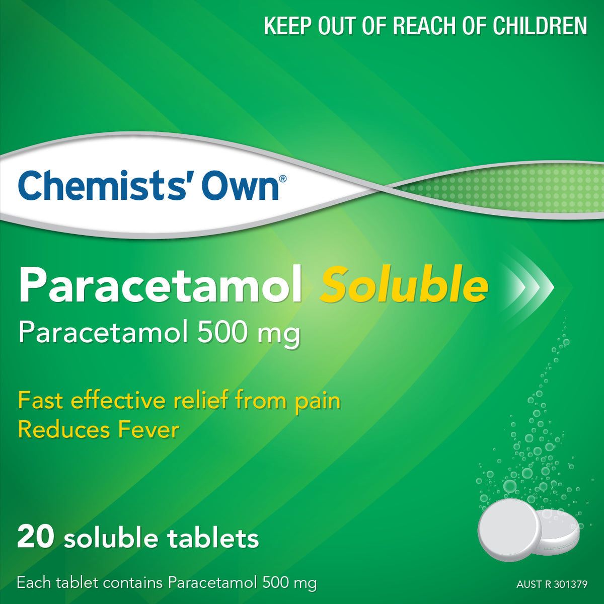 Chemists’ Own Paracetamol 500mg Soluble 20 Tabs (Generic of PANADOL)