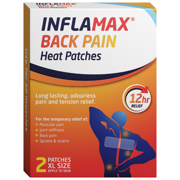 Inflamax Back Pain Heat Patches XL Size 2 Pack