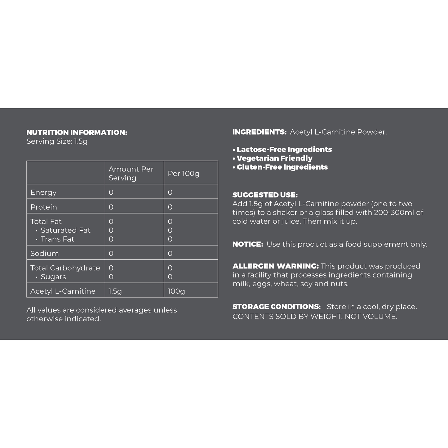 Acetyl L-Carnitine Powder (ALCAR) - STELLAR PHARMACY