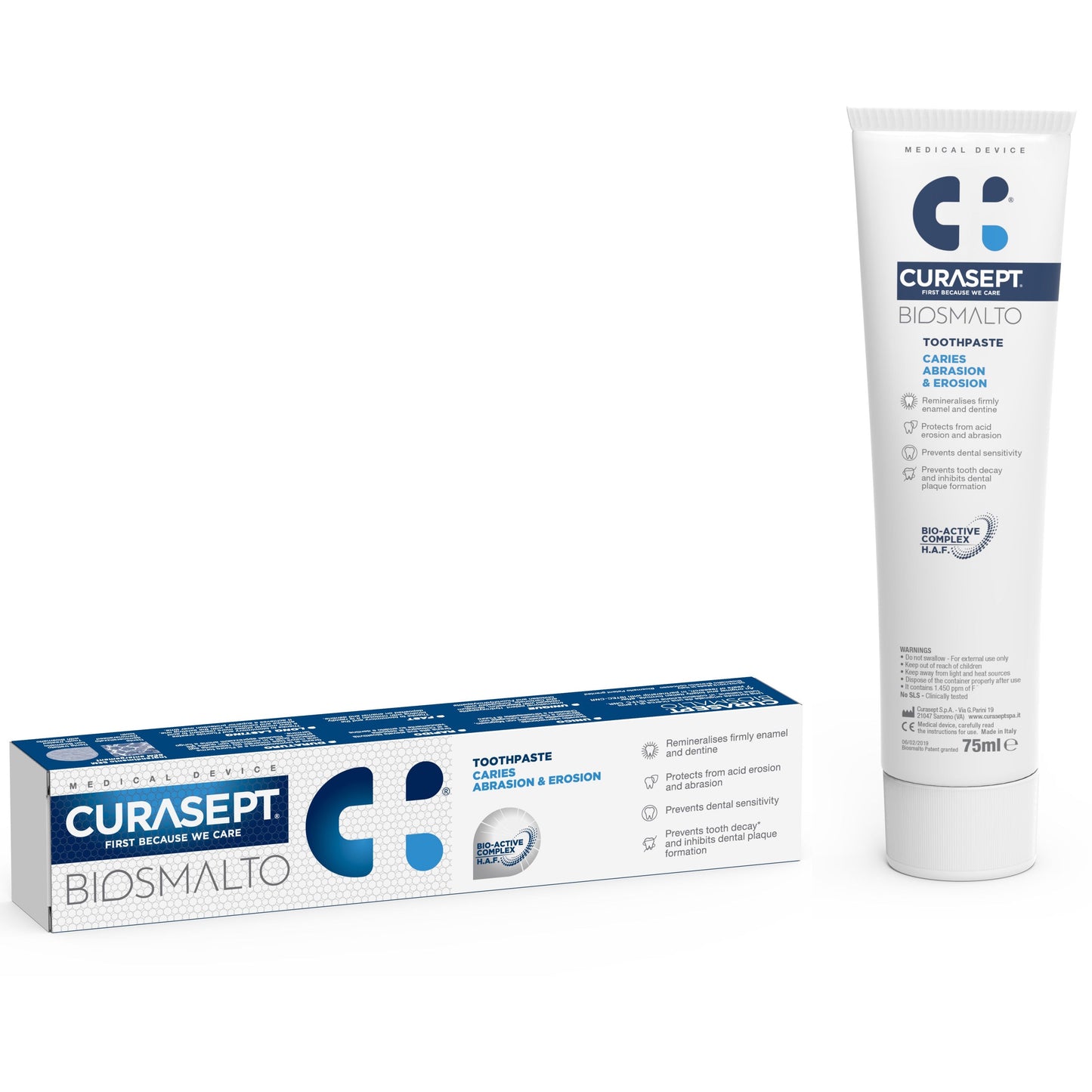 Curasept Biosmalto Toothpaste for Caries, Abrasion & Erosion