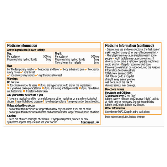 Codral PE Day & Night Tablets 48 Pack – Cold & flu relief | Stellar Pharmacy