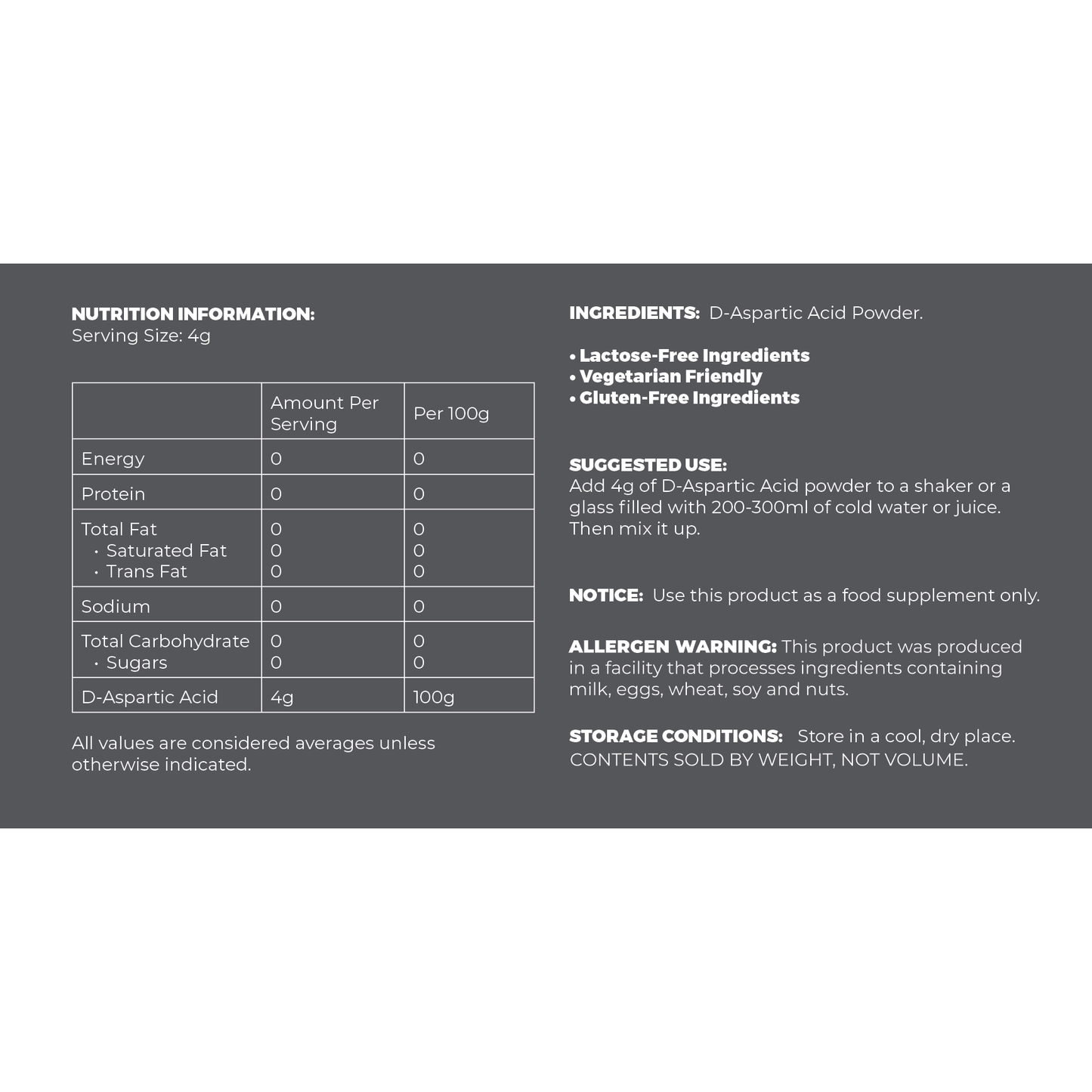 D-Aspartic Acid (D-AA) Powder - STELLAR PHARMACY