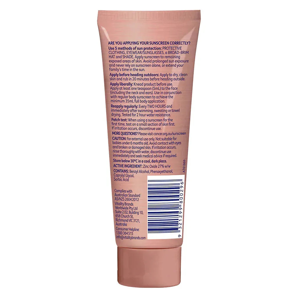 Cancer Council Mineral Zinc Oxide Face Day Wear SPF50 CC Cream 50g Medium Tint