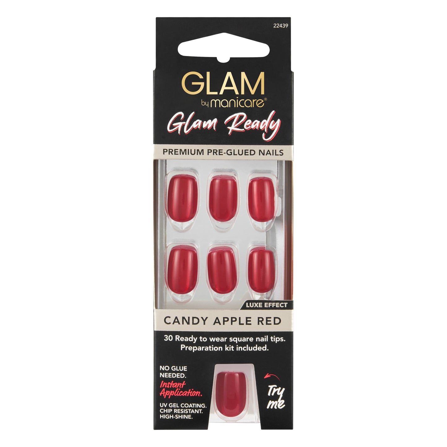 Glam Ready Pre-Glued Nail Candy Apple Red