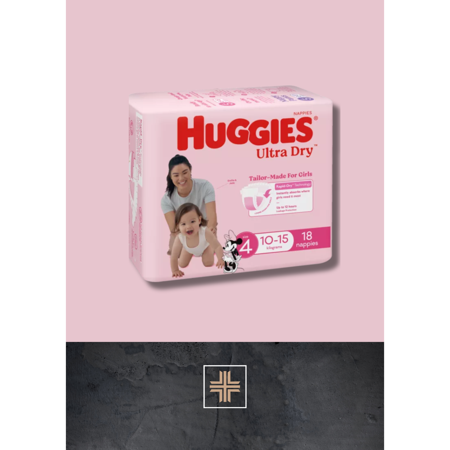 Huggies Ultra Dry For Girls Toddler Size 4, 10-15kg 18 Nappies