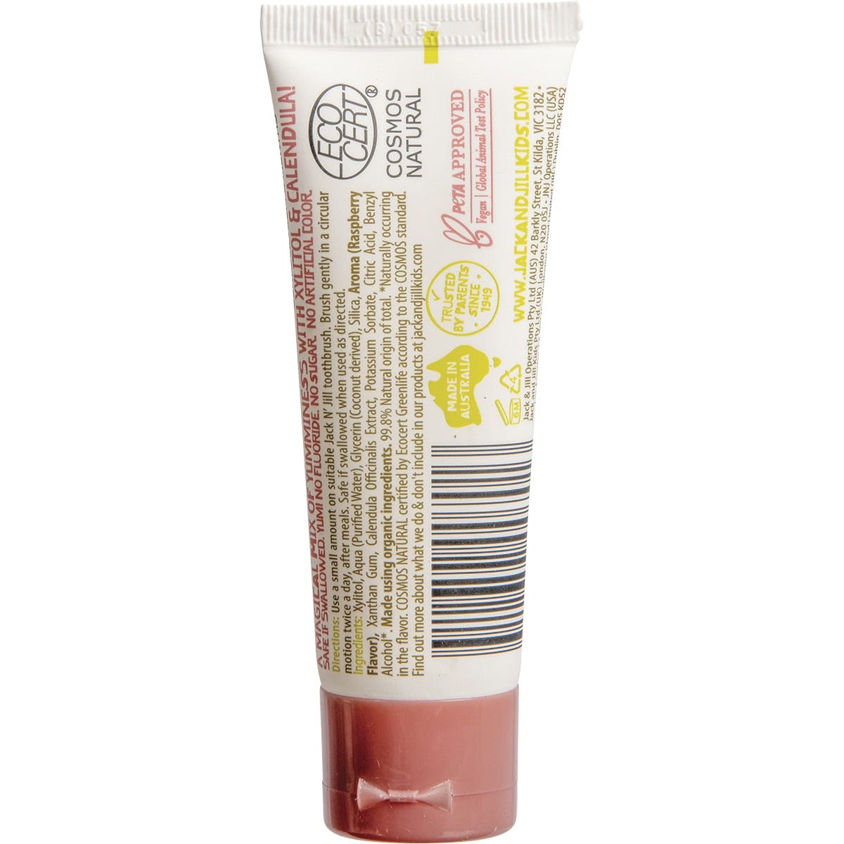 JACK N' JILL Toothpaste (Children) Raspberry - Fluoride Free 50g - STELLAR PHARMACY