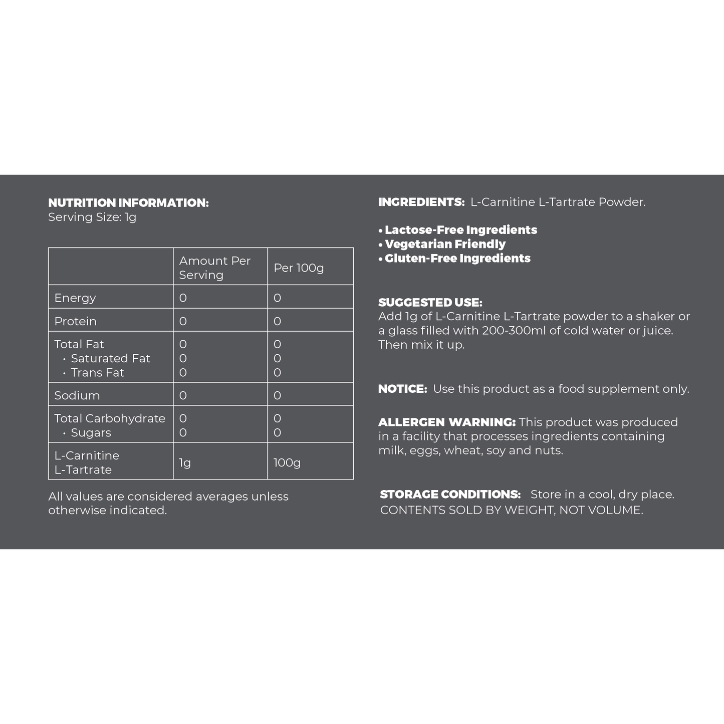 L-Carnitine Tartrate Powder - STELLAR PHARMACY