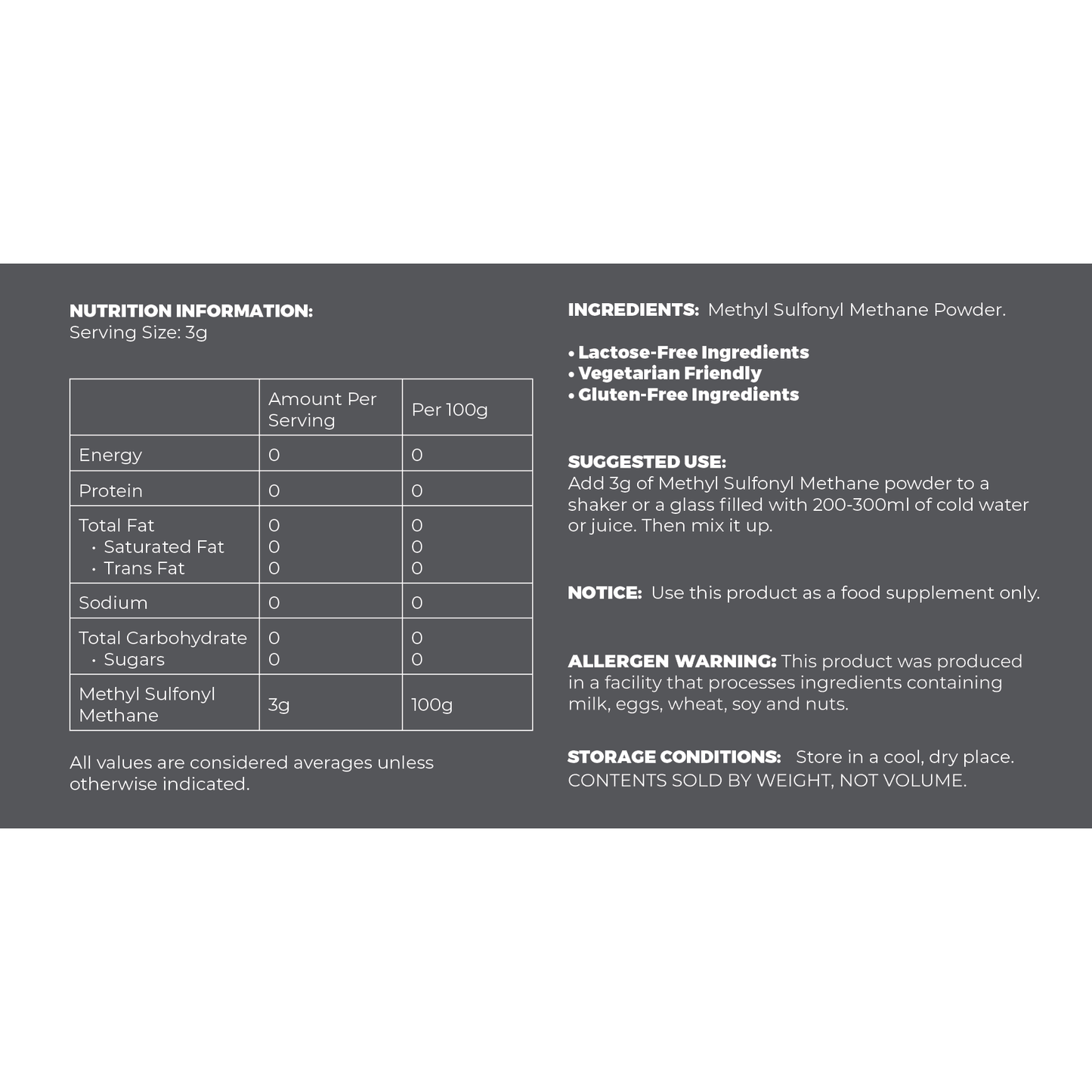 Methyl Sulfonyl Methane (MSM) - STELLAR PHARMACY