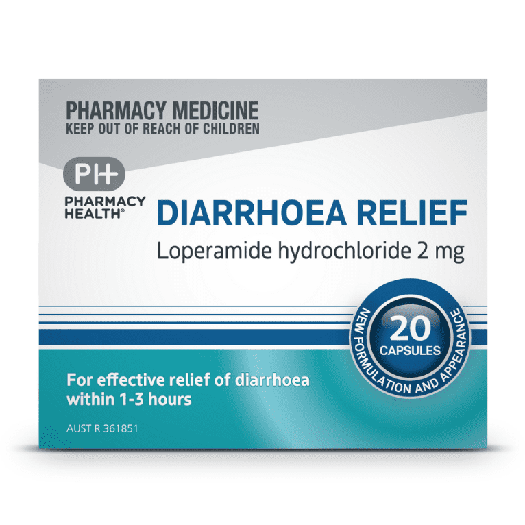 Pharmacy Health DIARRHOEA RELIEF 2MG 20 CAPSULES