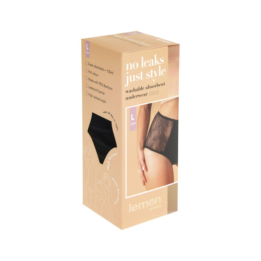 Pelvi Lemon Light Bladder Leaks Leakproof Underwear High-Waisted Black L - STELLAR PHARMACY