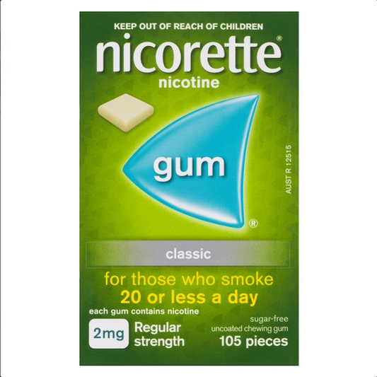 Nicorette Quit Smoking Regular Strength Classic Chewing Gum 2mg 105 Pieces