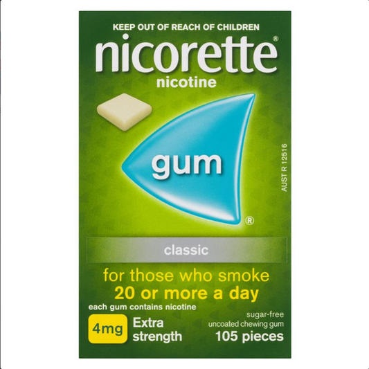 Nicorette Quit Smoking Extra Strength Classic Chewing Gum 4mg 105 Pieces