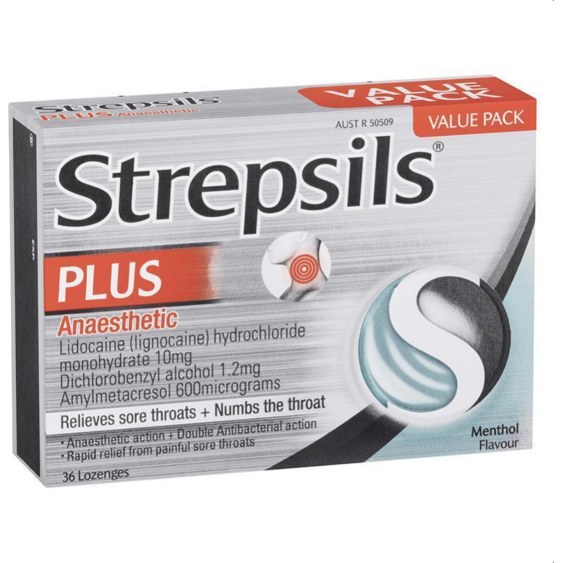 Strepsils Plus Numbing Lozenges Sore Throat Pain Relief 36 Pack