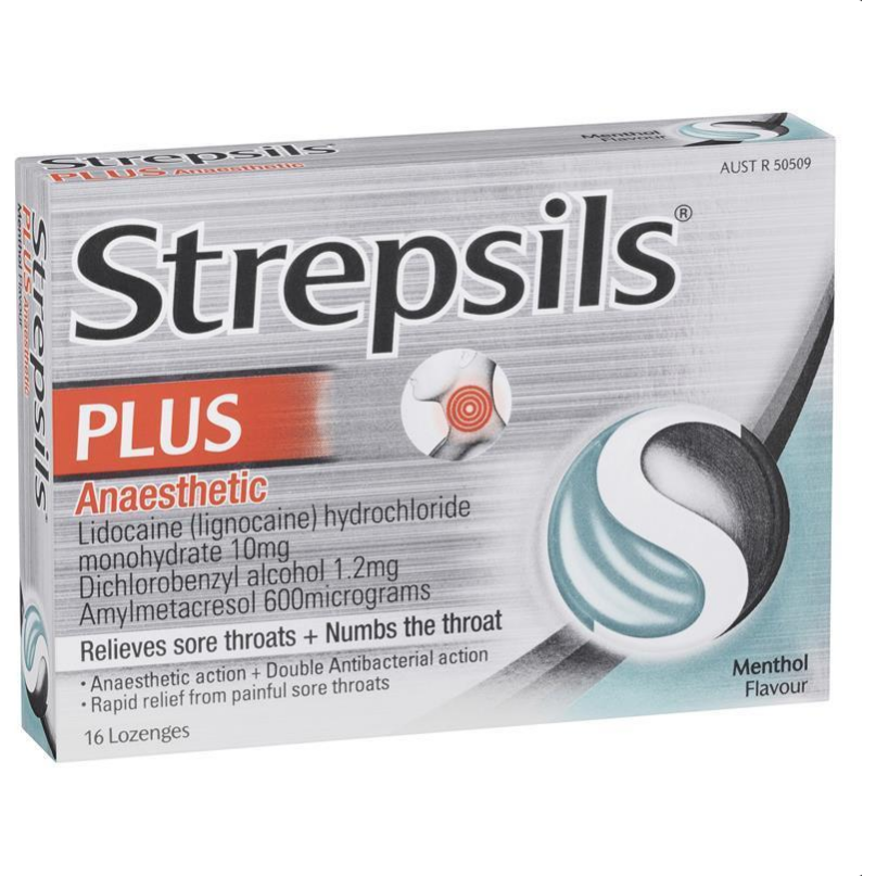 Strepsils Plus Numbing Lozenges Sore Throat Pain Relief 16 Pack