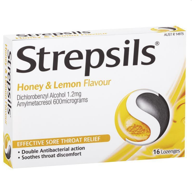 Strepsils Throat Lozenges Soothing Honey & Lemon 16 Pack
