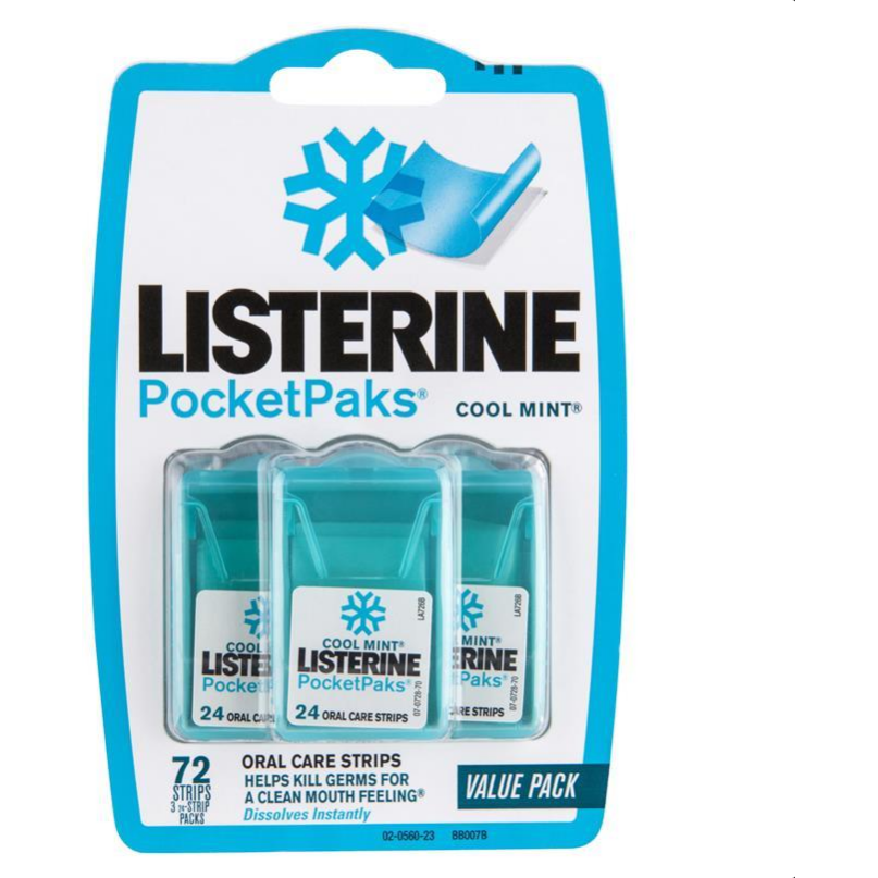 Listerine PocketPaks Cool Mint 72 Strips - STELLAR PHARMACY