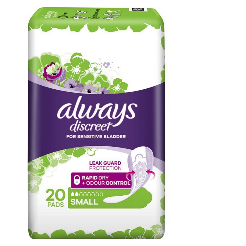 Always Discreet Pad Level 2 Small 20 Pack for Bladder Leaks - STELLAR PHARMACY