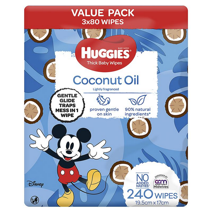 Huggies Baby Wipes Coconut 3 x 80 Wipes