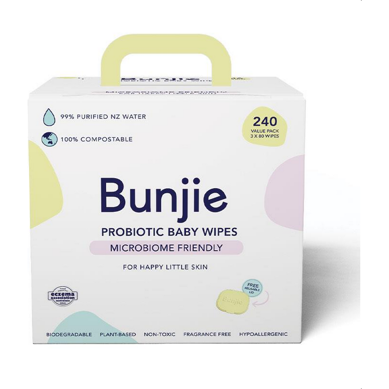 Bunjie Probiotic Baby Wipes 3 x 80 Pack