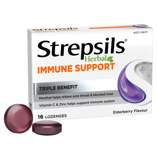 Strepsils Herbal Immune Support Lozenges Elderberry 16s