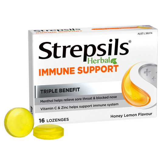 Strepsils Herbal Immune Support Lozenges Honey Lemon 16s