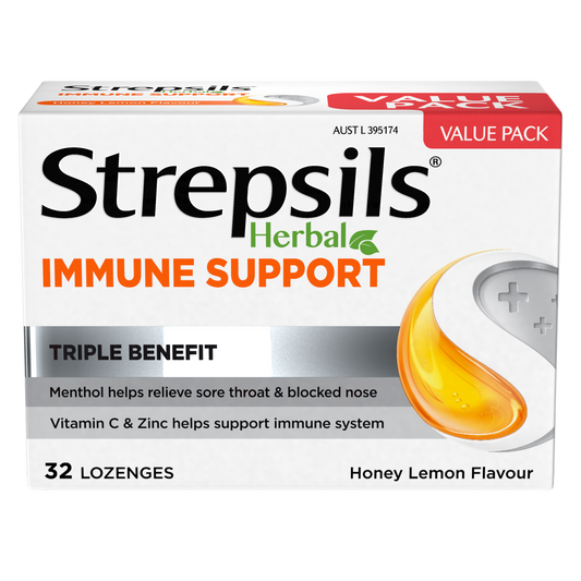 Strepsils Herbal Immune Support Lozenges Honey Lemon 32s