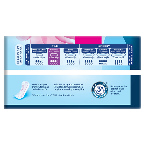 Tena Pads Mini Plus Long Length Pads 16PK