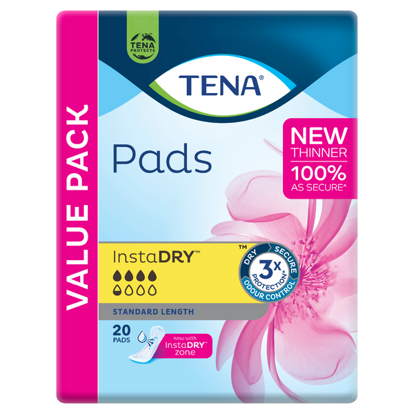 TENA PAD INSTADRY STANDARD LENGTH 20PK