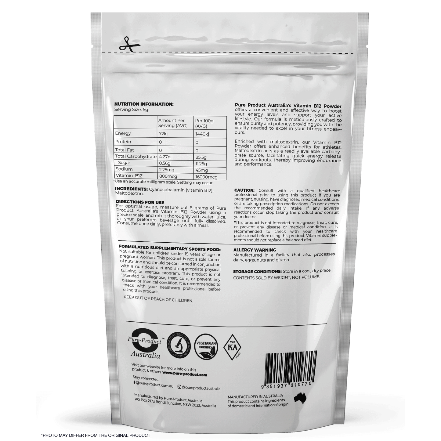 Cyanocobalamin (Vitamin B12) Powder - 800mcg