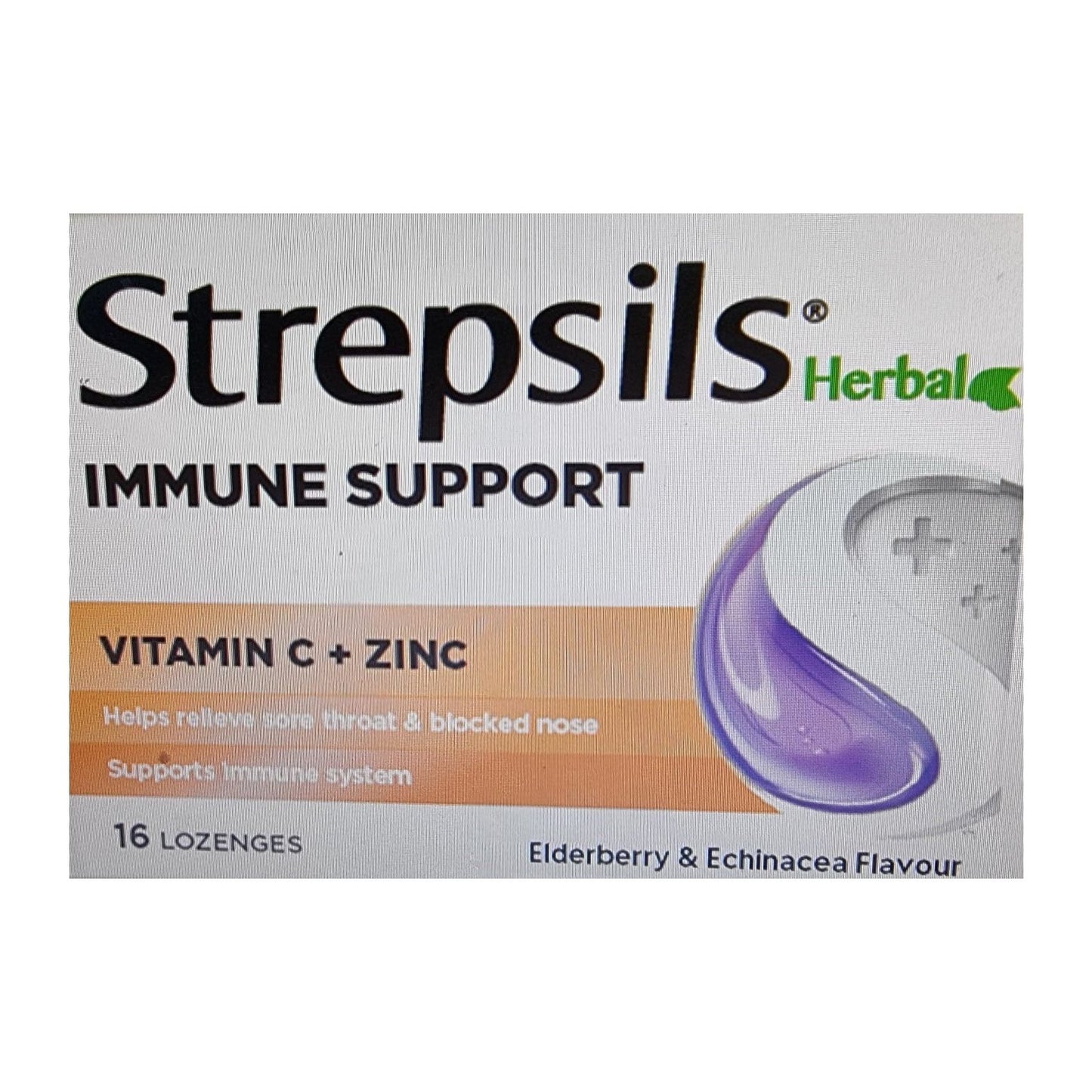 Strepsils Herbal Immune Support Lozenges Elderberry Echinacea 16 Pack