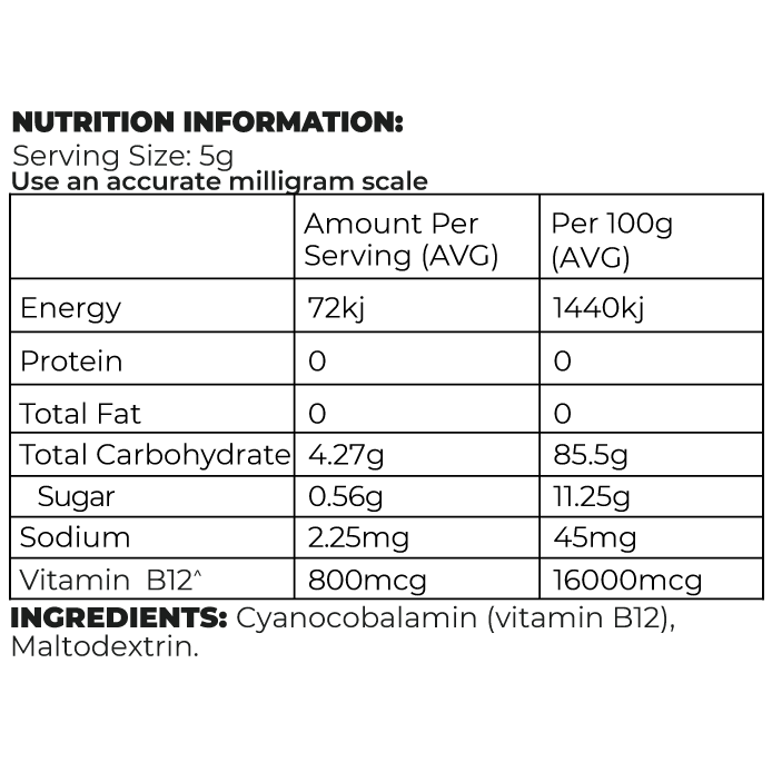Cyanocobalamin (Vitamin B12) Powder - 800mcg - STELLAR PHARMACY