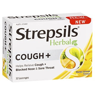 Strepsils Herbal Cough+ Honey Lemon 32 Lozenges