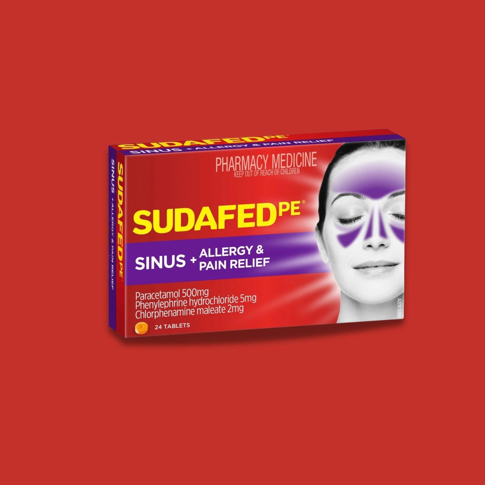 Sudafed PE Sinus + Allergy & Pain Relief 24 Tabs