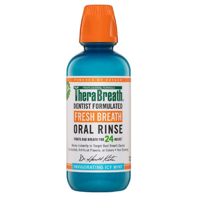 TheraBreath Fresh Breath Oral Rinse - Invigorating Icy Mint (473ml) - Dentist Formulated, 24-Hour Bad Breath Protection, Alcohol-Free