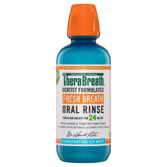 TheraBreath Fresh Breath Oral Rinse - Invigorating Icy Mint (473ml) - Dentist Formulated, 24-Hour Bad Breath Protection, Alcohol-Free