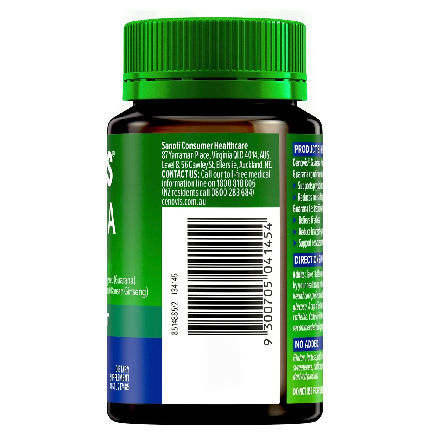 CENOVIS GUARANA 2000 & GINSENG 500 MG 60 TABLETS