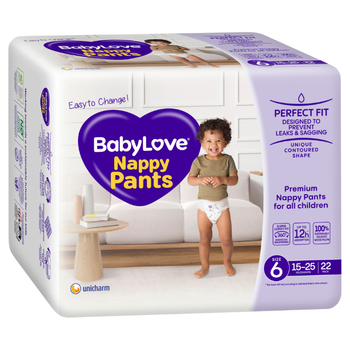 Baby Love Nappy Pants Junior Size 6 (15-25kg) 22 Pack