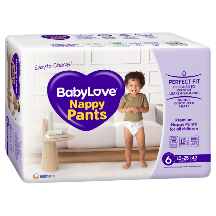 Baby Love Nappy Pants Jumbo Junior Size 6 (15-25 kg) 42 Pack