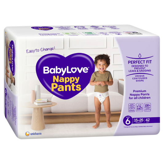 Baby Love Nappy Pants Jumbo Junior Size 6 (15-25 kg) 42 Pack