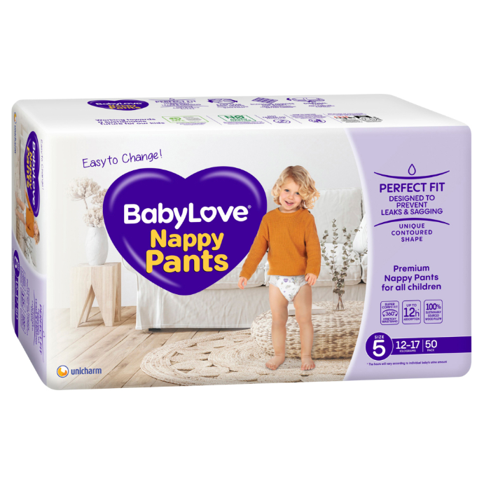 Baby Love Nappy Pants Jumbo Walker Size 5 (12-17kg) 50 Pack