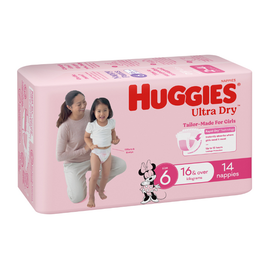 Huggies Ultra Dry Nappies Girl Size 6 (16kg+) 14 Pack