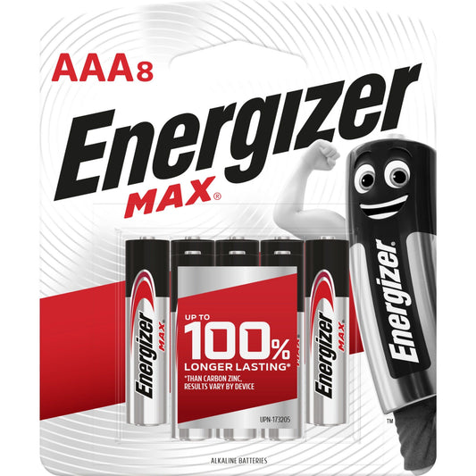 Energizer MAX E92 AAA Alkaline Batteries PACK OF 8